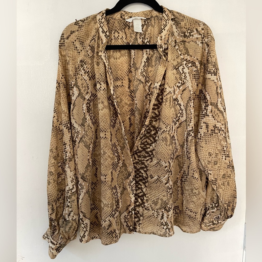 H&M Nude Snake Print Blouse